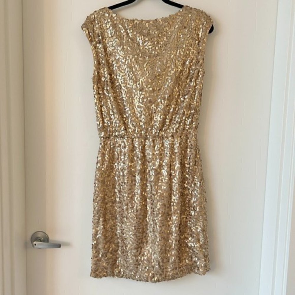 Eliza J. Gold Sequins Scoop Cocktail Dress Size 10 - Picture 7 of 7